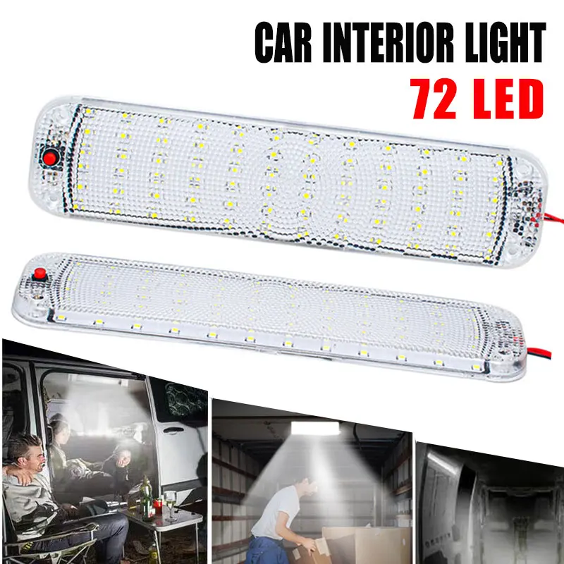 2PCS 72LED 12V-80V LED Car Vehicle Interior Dome Roof Ceiling Reading Light Lamp Interior Car Roof Light Car Interior Lighting