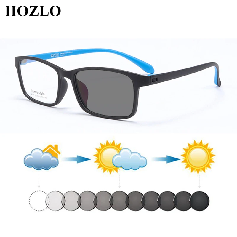 Unisex Photochromic Reading Sunglasses Women Men Retro Rectangle TR90 Without Screws Hyperopia Glasses Magnifier Driving Travel