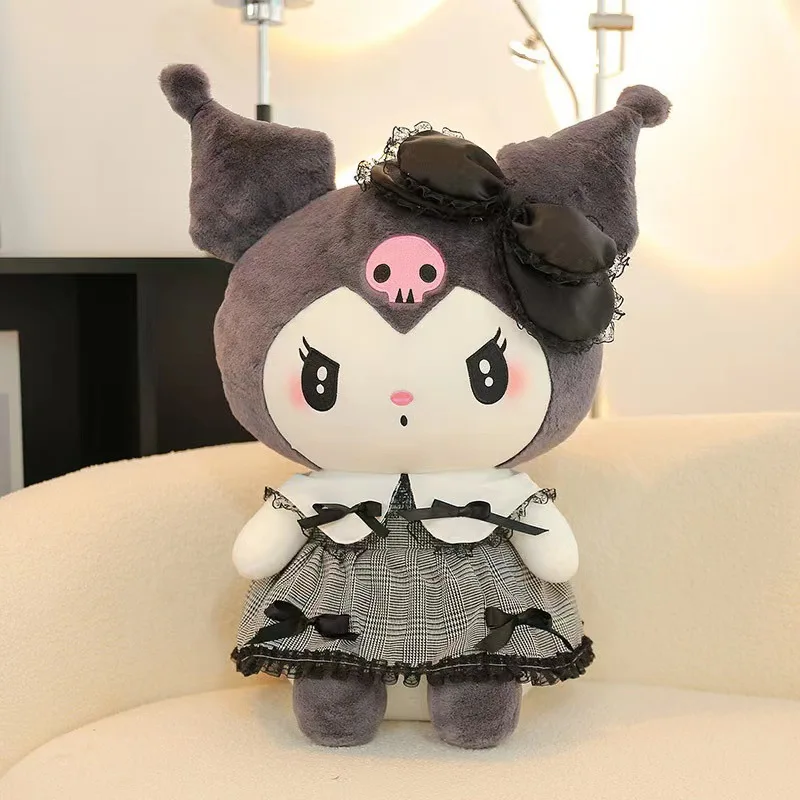 29cm Sanrio Kuromi My Melody Plush Toys Pillow Cartoon Kawaii Dress Dark Kuromi Plush Doll Sofa Cushion Birthday Gift for Girls