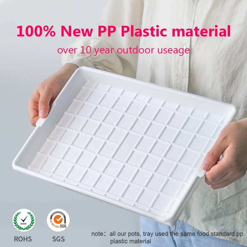 Meshpot Plastic Plant Tray Saucer Rectangular Heavy Duty Planter Saucers for Indoors, Plant Water Drip Trays for Flower Pot