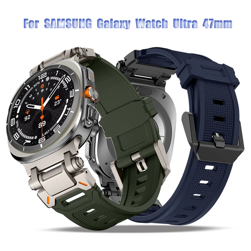 Suitable for Samsung Galaxy Watch Ultra Silicone Sport Strap with Metal Connector Rugged Rubber Wristband for Galaxy Watch Ultra