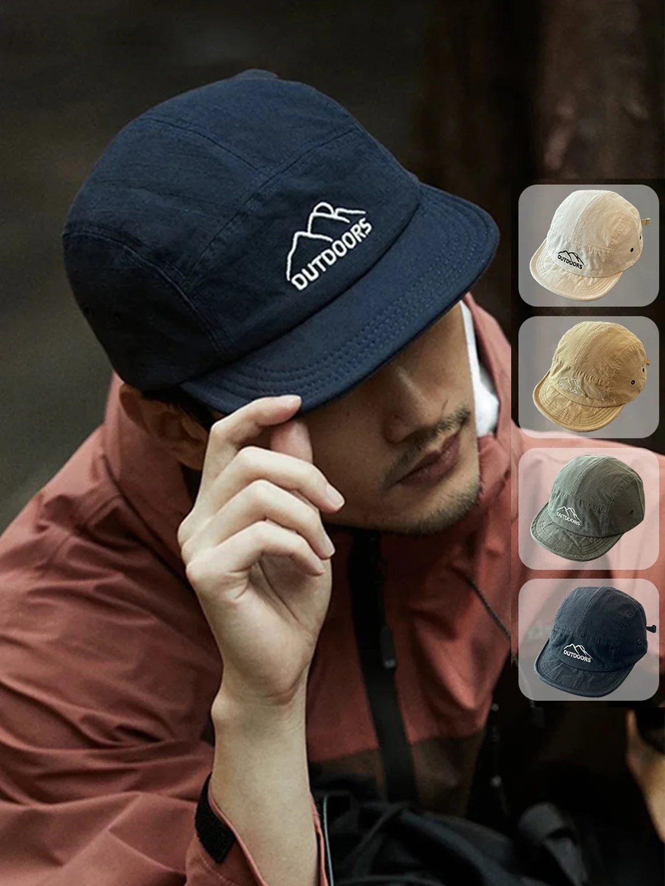 1 boné de beisebol unissex para todas as estações, estilo japonês, de aba curta, com proteção solar, para montanhismo e atividades ao ar livre, com letras.