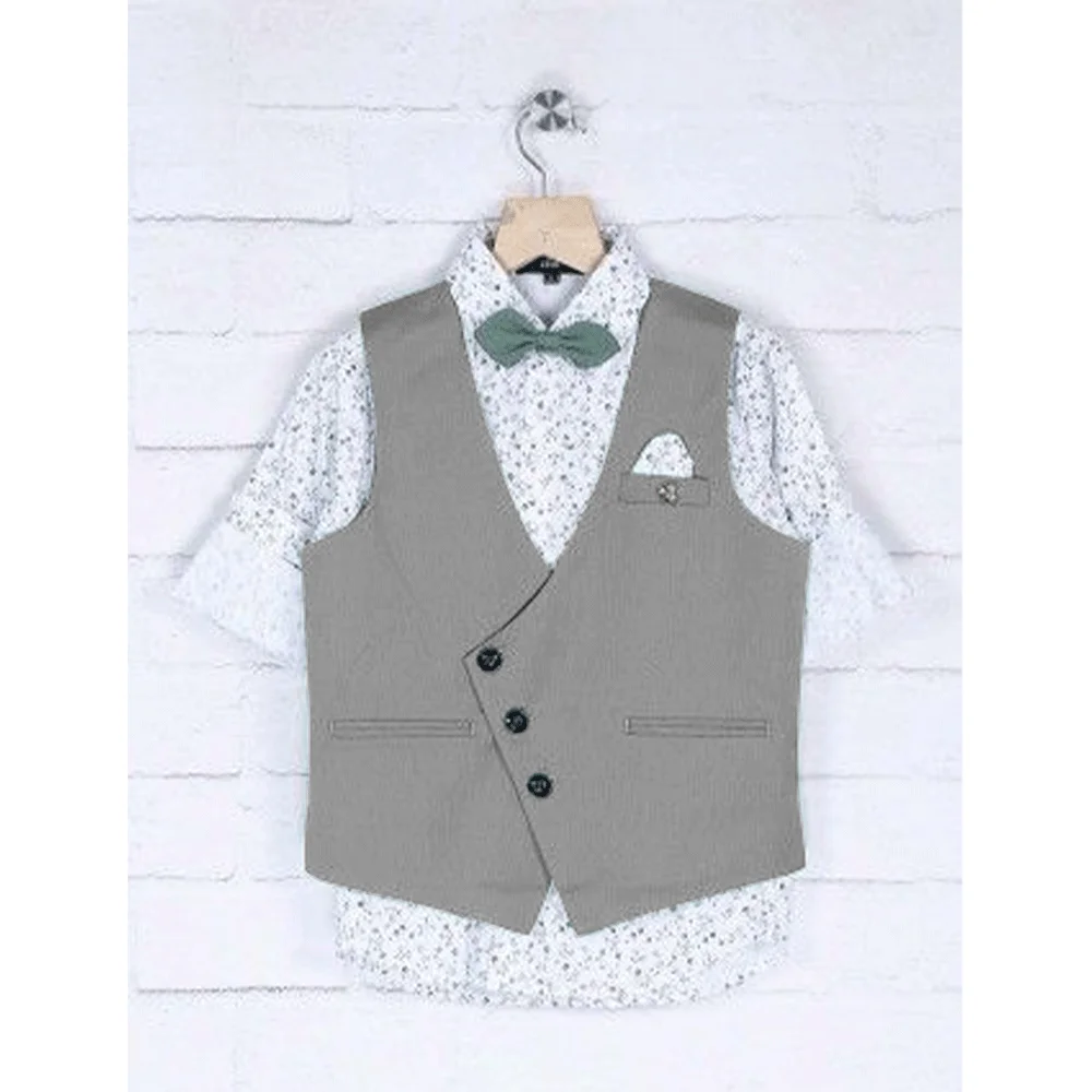 Boy's Vest Suit Vets 3 Button Sleeveless Jacket Top for Children Clothing New Casual Waistcoat Fashion Design Piano Show