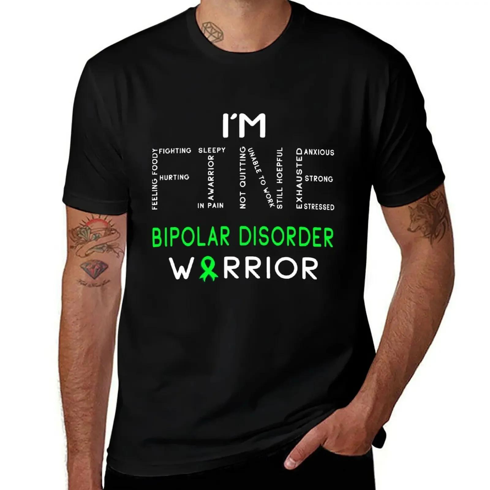 

I'm Bipolar Disorder Warrior - I'm FINE T-Shirt tops fashion shirts summer clothes aesthetic clothes mens plain t shirts