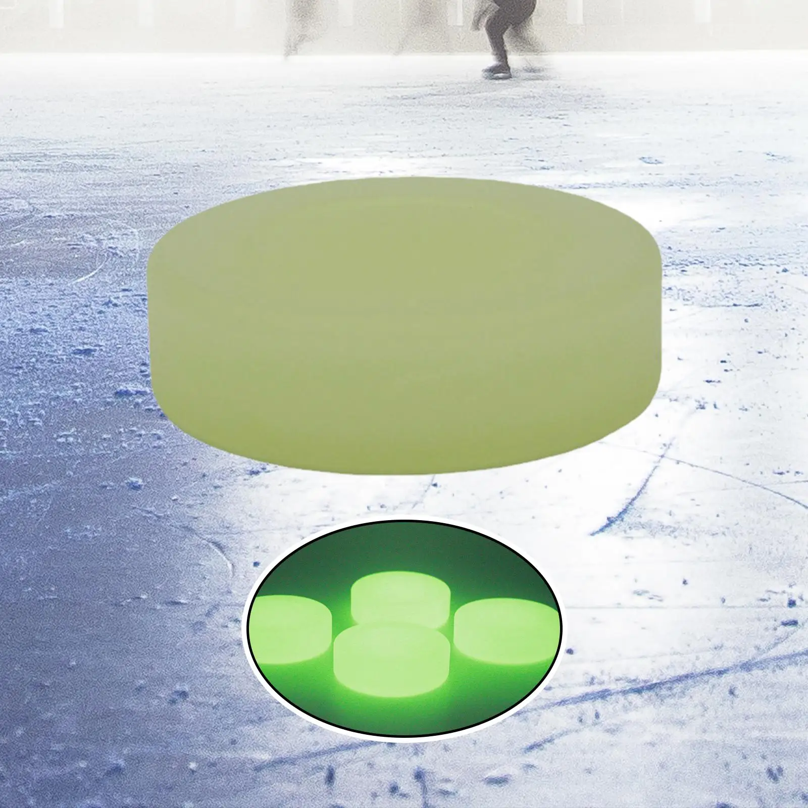 Hockey Puck Glow in Dark Diameter 7.2cm Self Illuminating Light up Green Portable Kids Toys for Kids Adults Youth Floor Puck