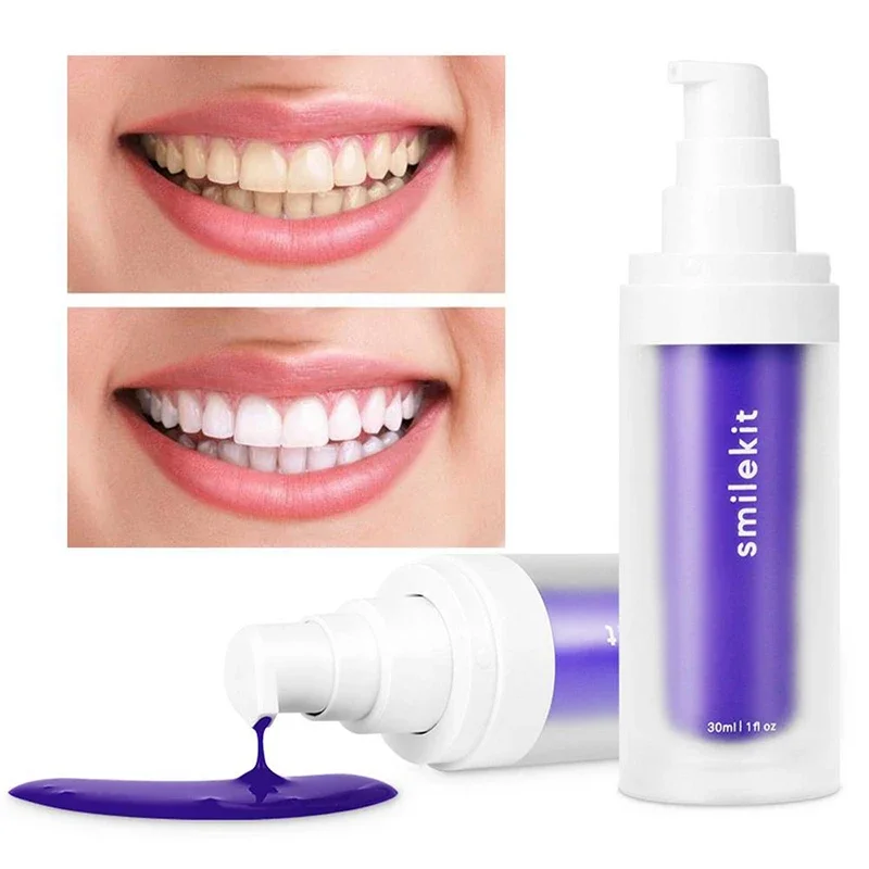 Purple Toothpaste Teeth Whitening Colour Corrector Effective Remove Stain Fresh Breath Professional Dental Tooth Whitening Care