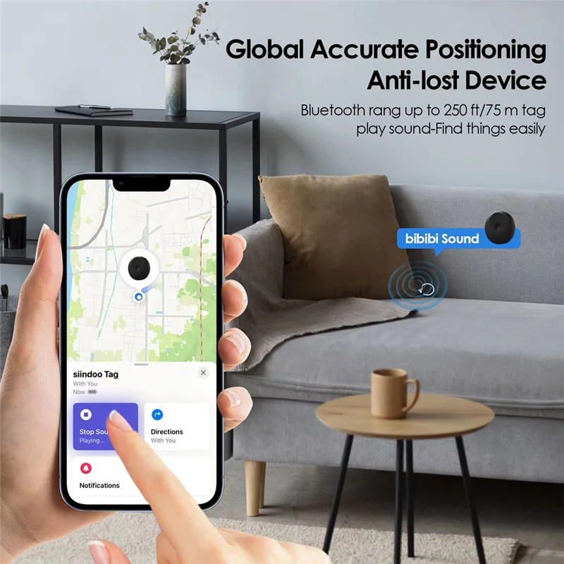 B04B-Bluetooth Tracker, Key Finder Works With  Find My,Louder Alert, Replaceable Battery,Item Locator For Car Bags