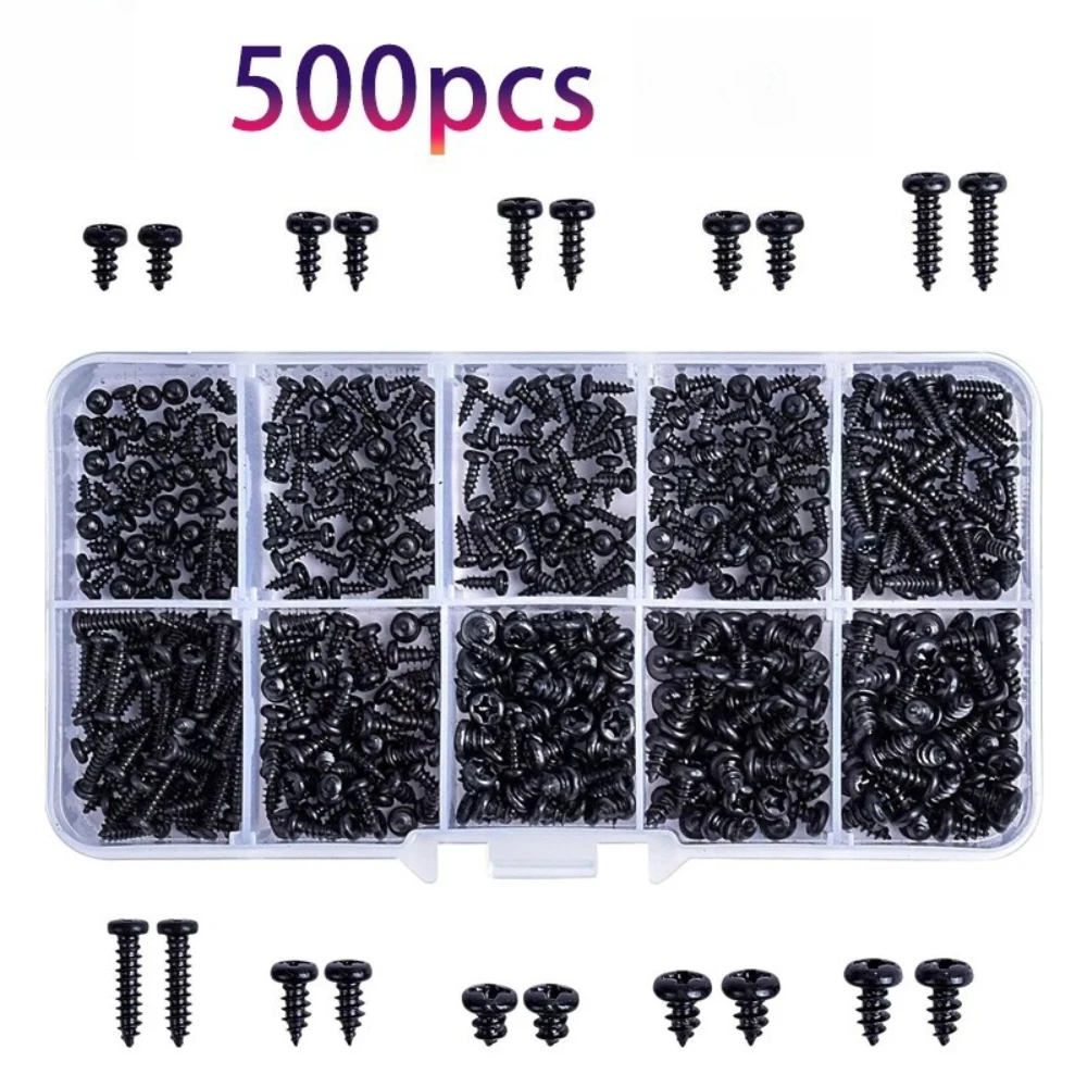 

50500pcs Carbon Steel Screws Cross Disk/round Heads Computer Screws Self-tapping M2-M3 Computer Screws for Universal Motherboard
