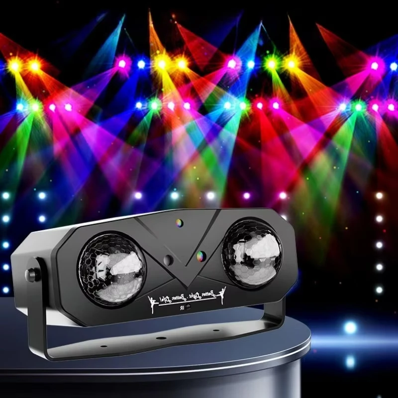 LED DJ Stage Light Laser Dual Ball Lights Party Light Remote Control LED RGB Water Wave Laser Stage light