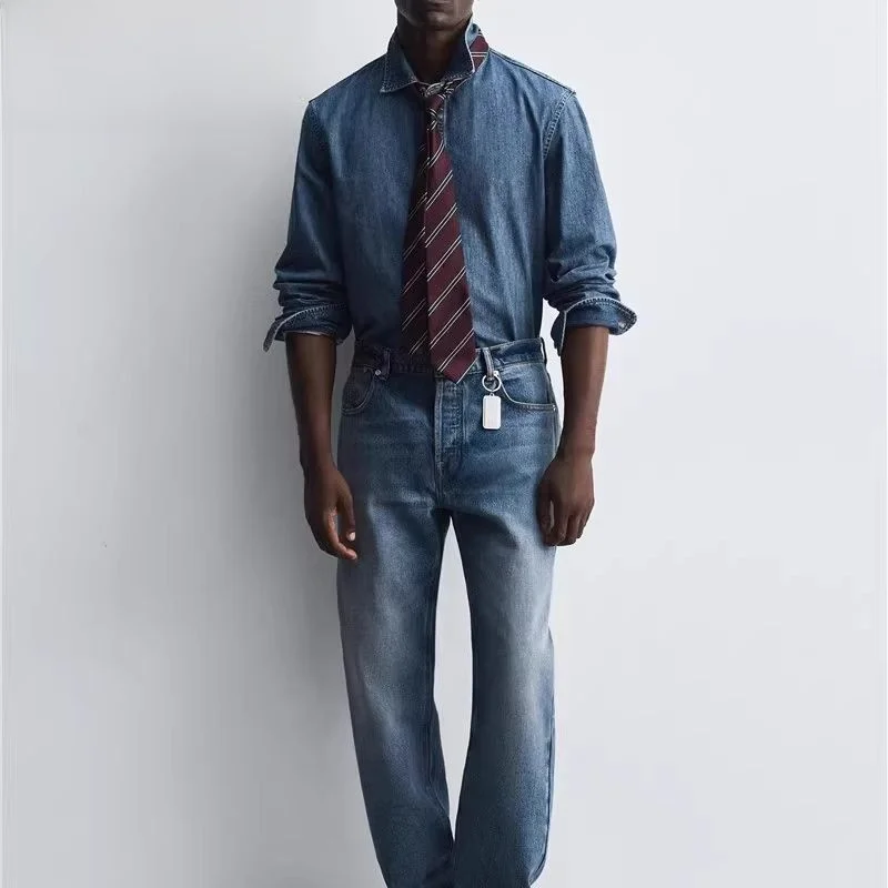 

Classic Loose Fit Cotton irt Jaet Vintage Waed Men's Autumn 2025 Faion Casual Breathable Comfortable Non-Sink