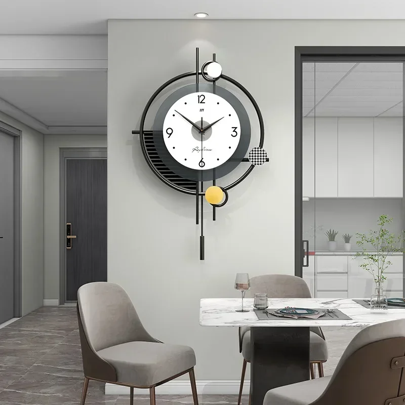 Swinging Wall Clock Modern Design for Home Living Room Decoration, Quartz and Silent, Nordic Style