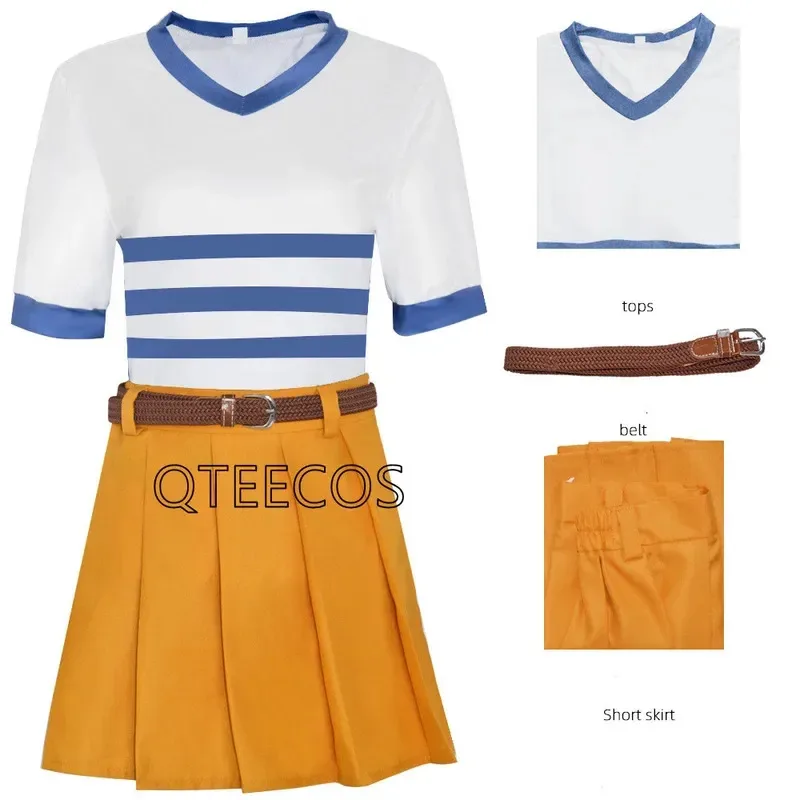 

Один Нами карнавальный костюм аниме для взрослых и детей, наряд для девочек, топ, юбка, комплекты с поясом, карнавальное праздничное платье, костюм