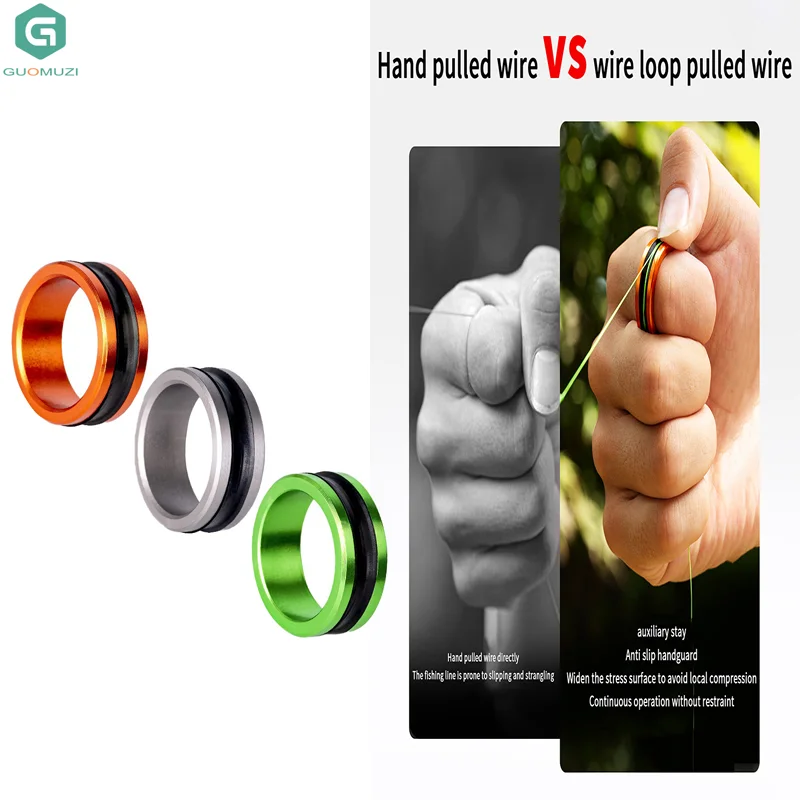 2 szt. Aluminiowy Ściągacz do Żyłki Wędkarskiej Antypoślizgowy Gumowy Pierścień Przenośna Pętla do Ciągnięcia Żyłki Narzędzie Wędkarskie Sprzęt Wędkarski