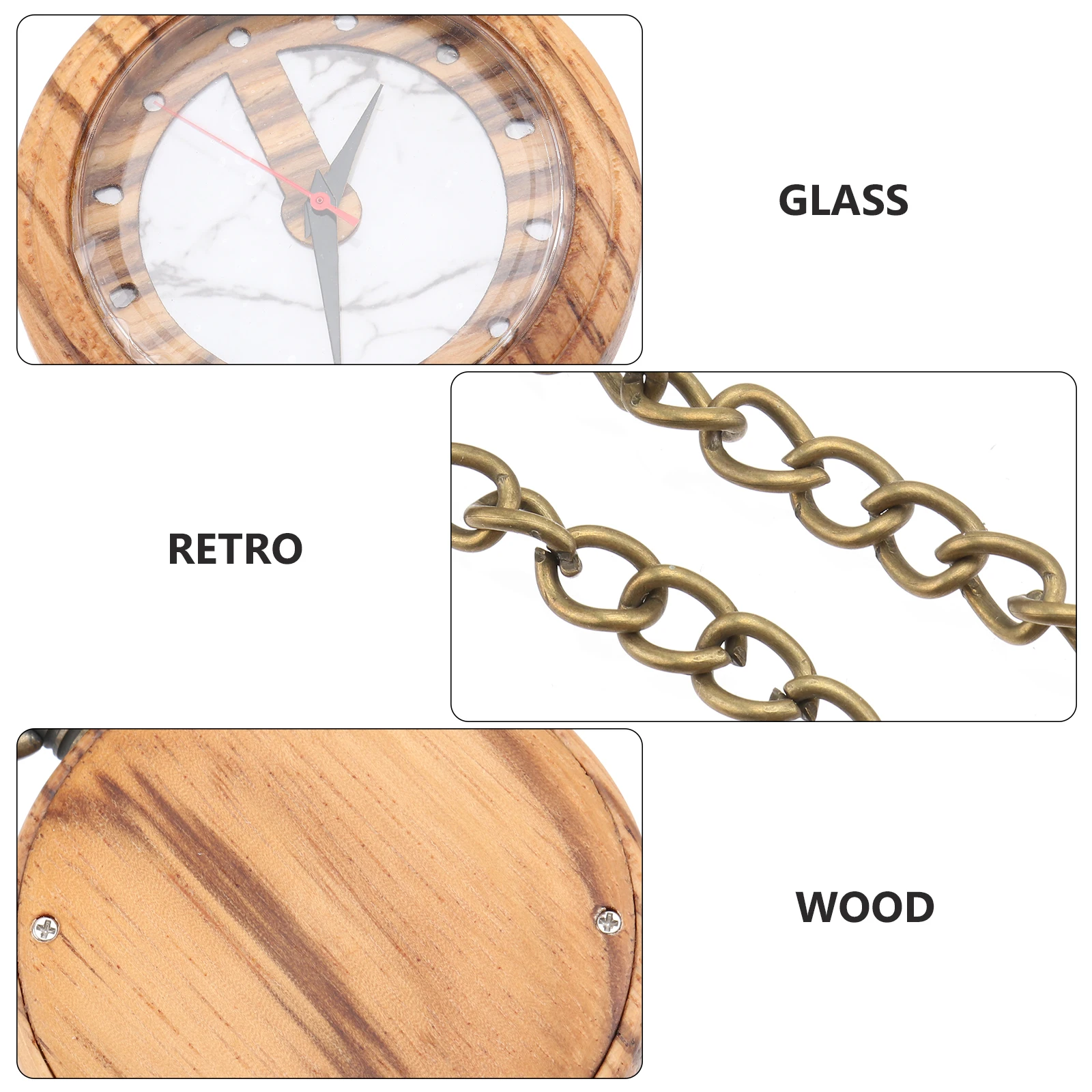 Wooden Quartz Watch for Men Women Glass Pocket Watch Precise Timekeeping Gift