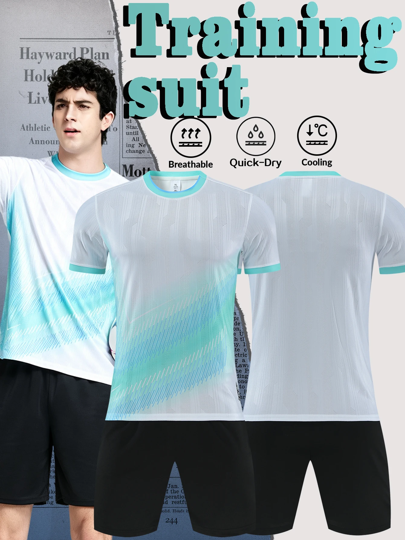 2026 New Style White Soccer Training Uniform Set for Adult Men & Kids, Jersey With Shorts Sport Suit