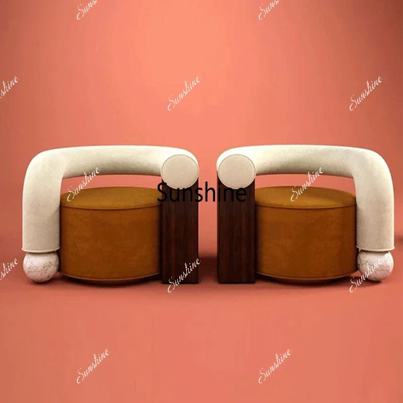 

Современные креативные ретро твердые деревянные мраморные мозаичные блоки, стул для отдыха, дизайнерский цветной диванX