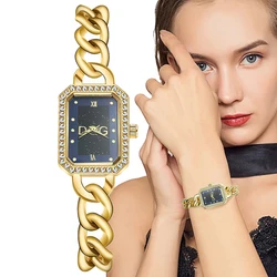 Fashion DQG Brand Women's Simple Square Diamond Inlaid Quartz Watch Leisure New Product Gold Bracelet Women's Gift Clock Watches