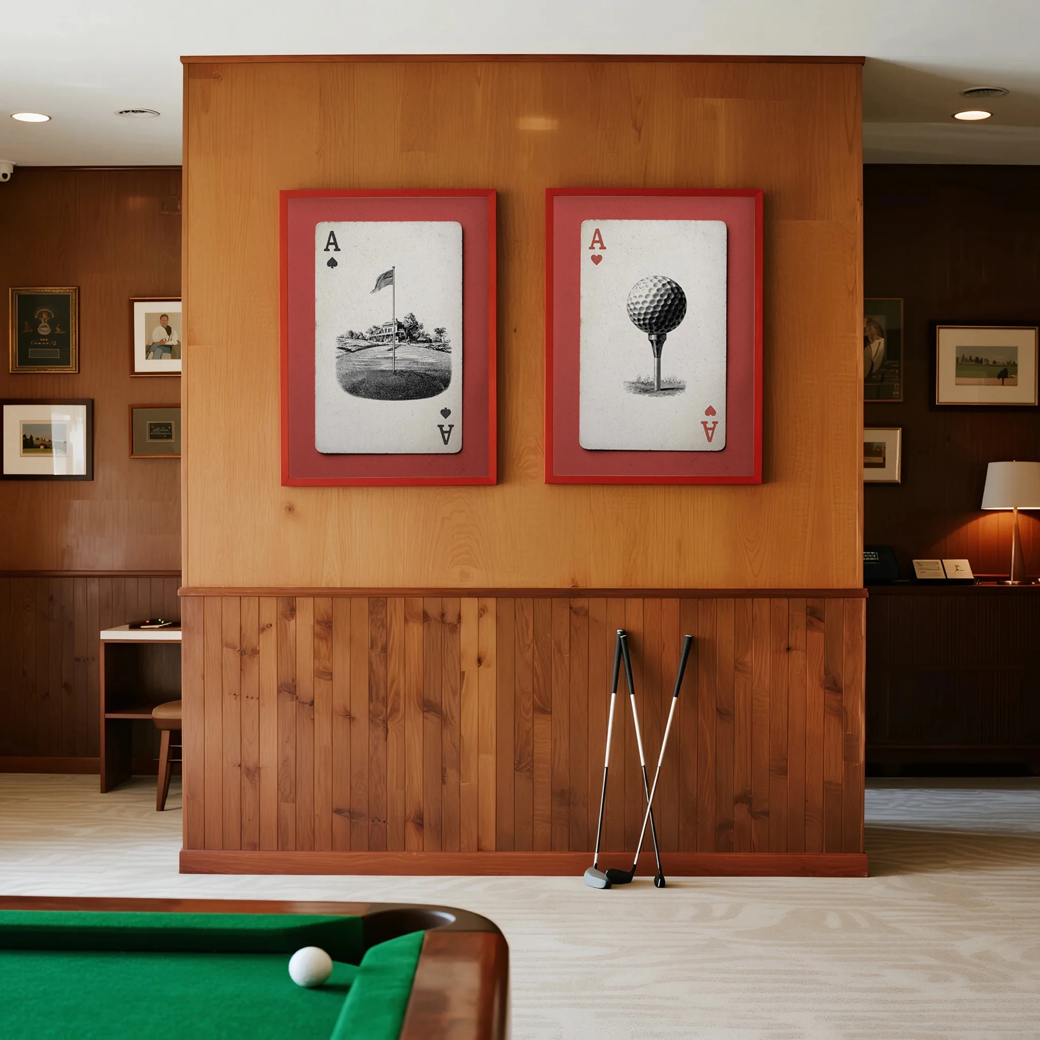 Vintage Golf Playing Card Wall Art Print Retro Golf Ball Club Course Cart Poster Golf Club Office Man Cave Decor Canvas Painting