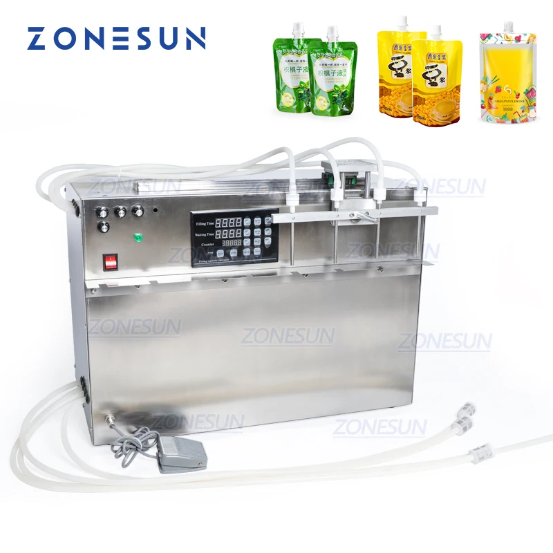 ZONESUN Self-priming Beverage Bag Liquid Spouted Pouch Filling Machines Digital Control Sachet Filling Machine ZS-DPSP4