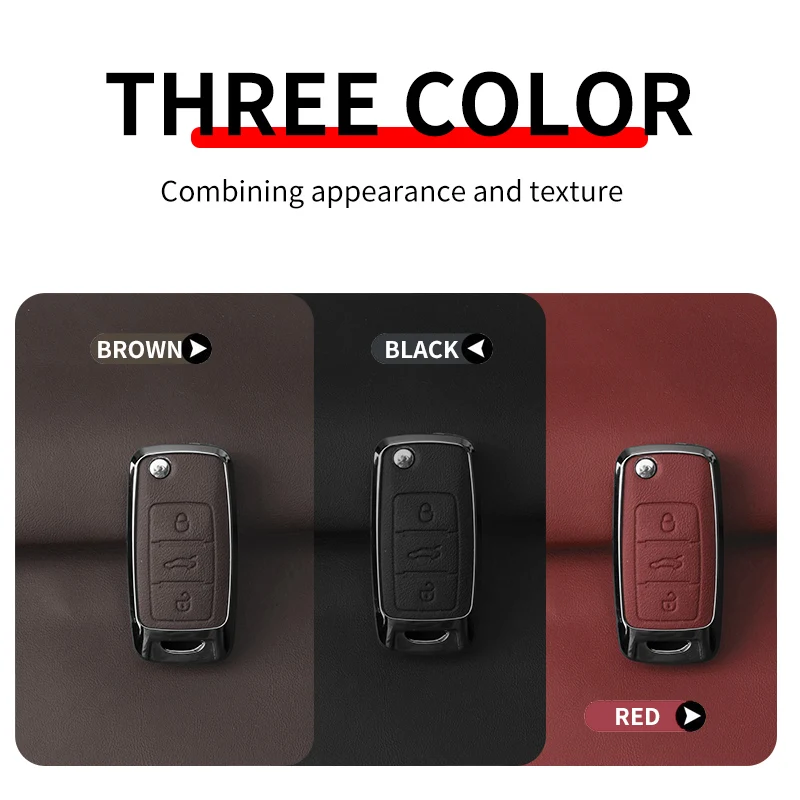 Metal Leather Car Key Case Cover For VW Volkswagen Polo Tiguan Passat B5 B6 B7 Golf 4 5 6 MK6 Jetta Lavida Skoda Octavia Seat