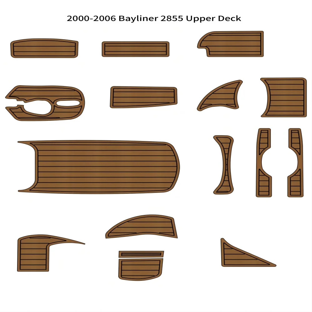 2000-2006 Bayliner 2855 Upper Deck Pads Boat EVA Foam Faux Teak Deck Floor Mat