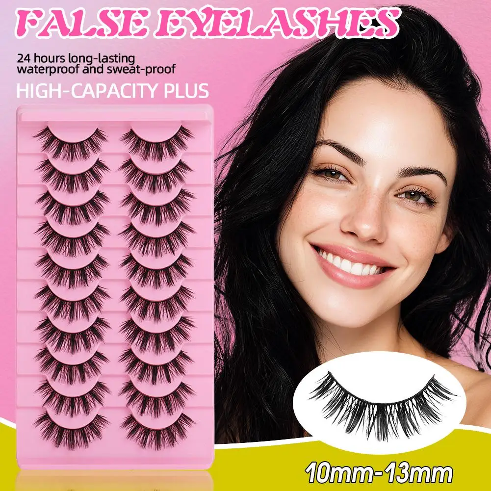 10 pares de pestañas postizas 5D, esponjosas, gruesas y rizadas, 5-16mm, pestañas diagonales, estilo de ojos, herramienta de maquillaje para agrandar, extensión voladora J5I4