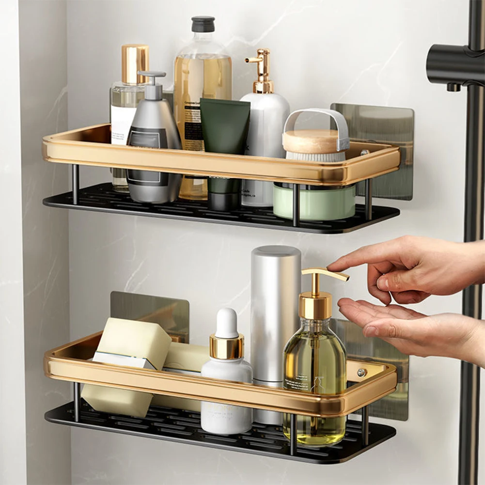 

No Punching Bathroom Storage Rack Rust-Free Simple Shelves For Balcony