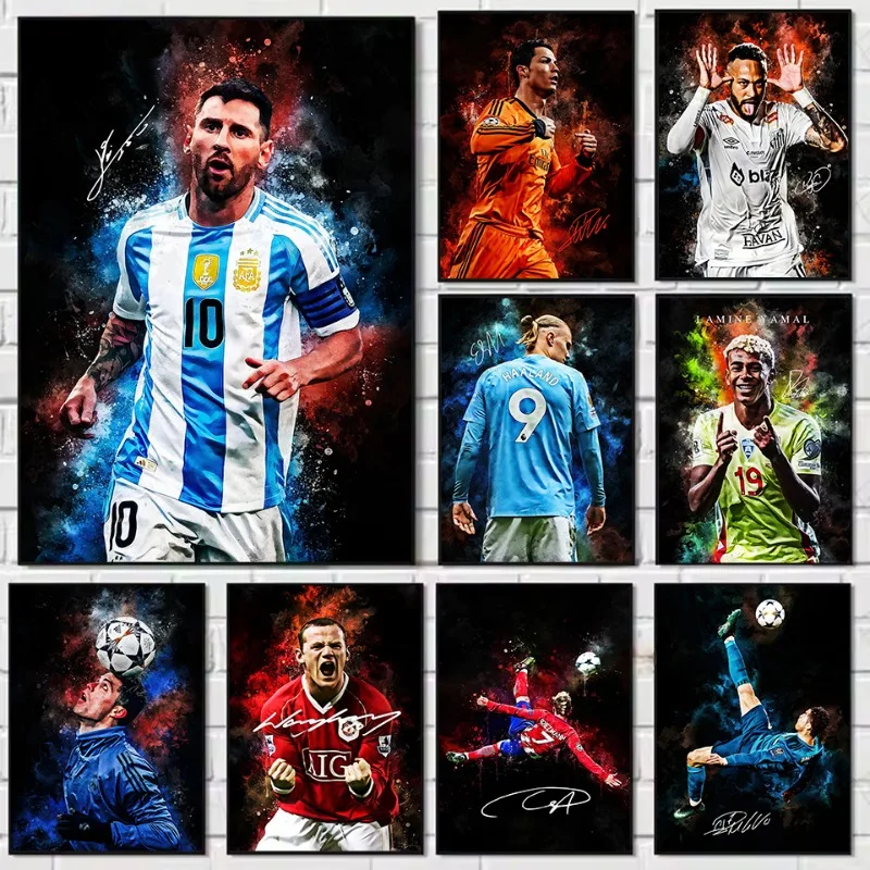 Aquarell Berühmter Fußball-Sportler Fußballstar Ikonisches Porträt Poster Leinwanddruck Wandbilder Heimdekoration Geschenk