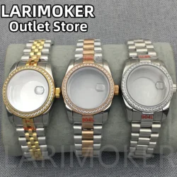 LARIMOKER 31mm Women's waterproof Watch Case Silver Diamond Index Watch Case Stainless Steel Strap Sapphire Glass Fit NH05 NH06