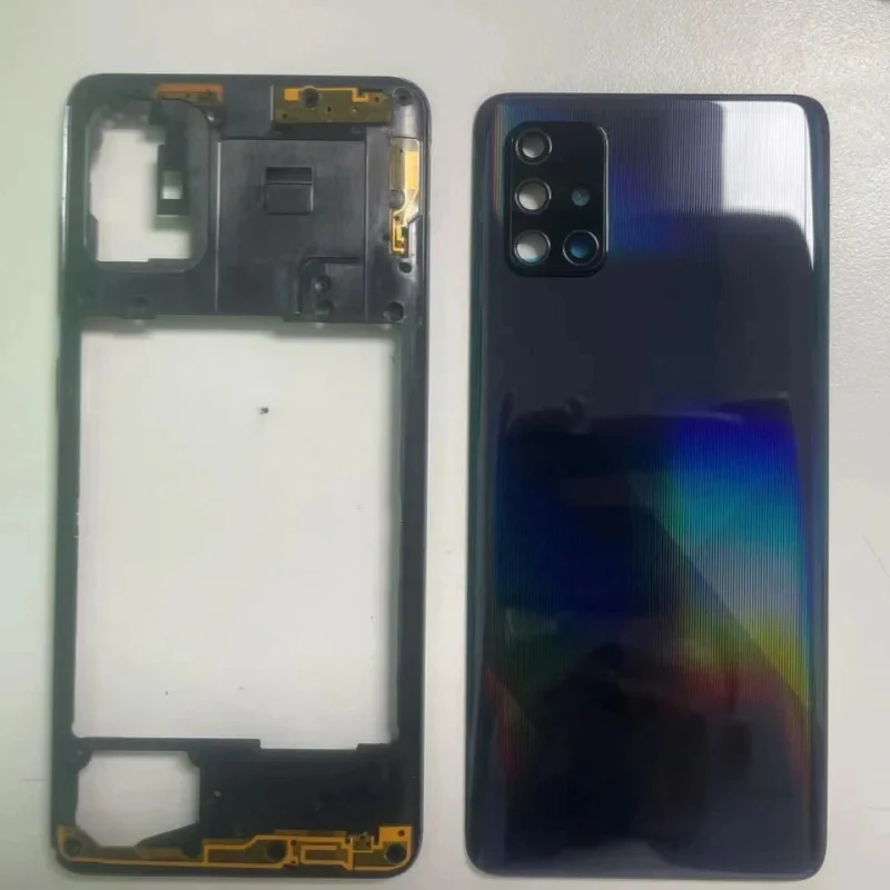 Full housing case For Samsung Galaxy A71 2020 A715 a715f A51 A515 middle frame battery back cover rear door camera lens