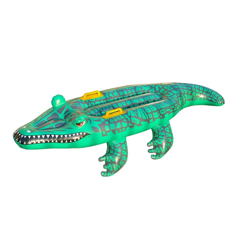 Top!-Reptile Ride On Toys, Crocodile Inflatable Pool Float For Kids, Fun Beach And Pool Toy, Giant Inflatable Pool Float