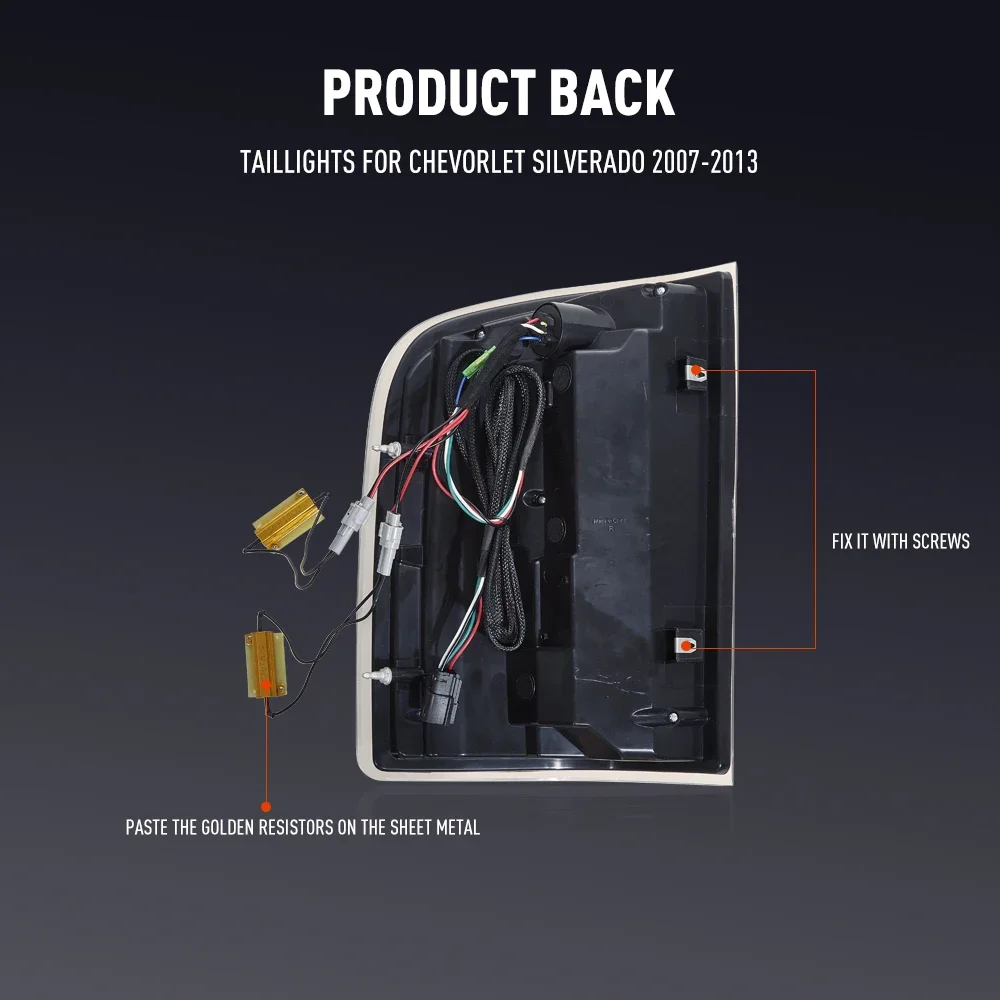 زوج من أضواء خلفية LED لسيارة شيفورليت سيلفرادو 07-13 عكس الفرامل تحول إشارة التوصيل والتشغيل مجموعة مصابيح الذيل الخلفي للسيارة #4