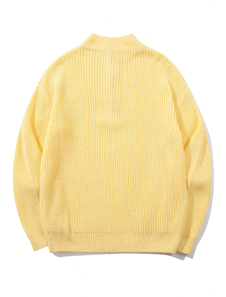 Casual plus size textured commuting loose and versatile stand up collar zipper half open collar pullover long sleeved sweater - view 3