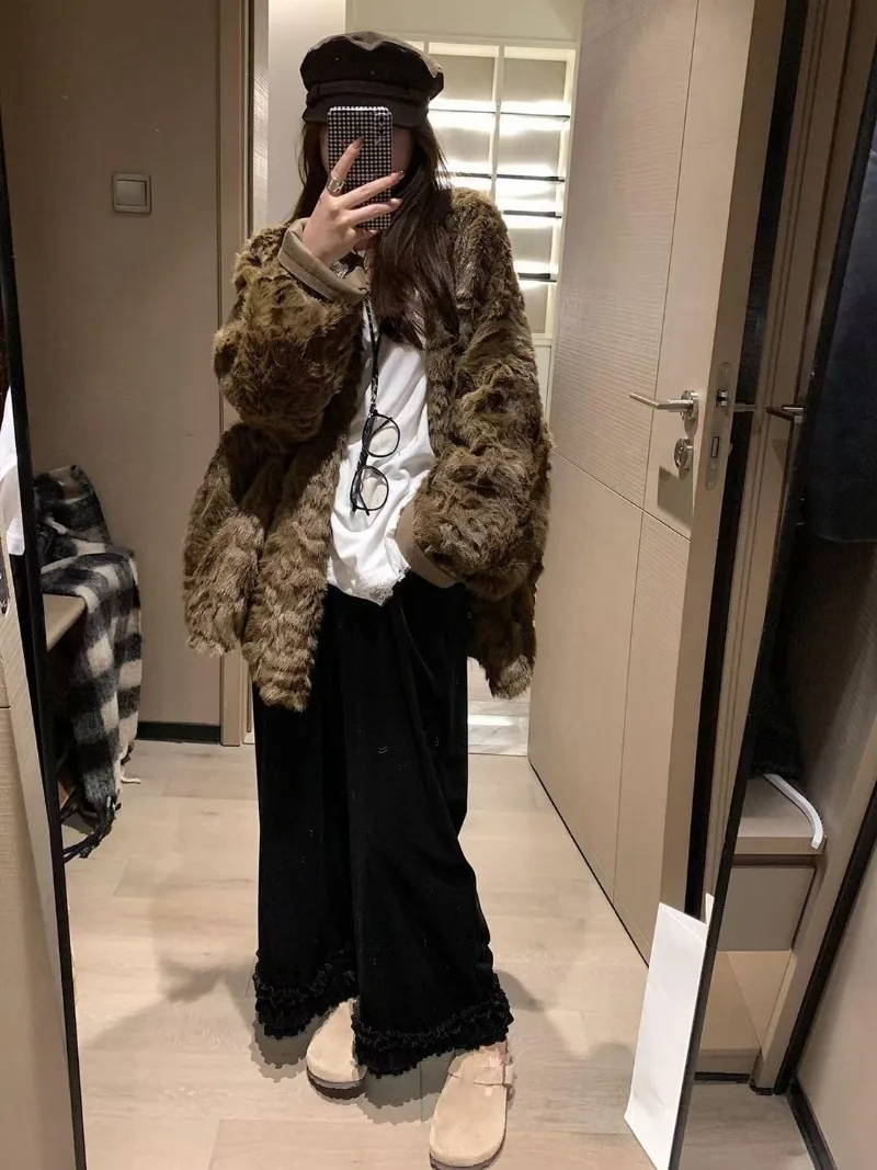 2025 خريف شتاء جديد كسول نمط الفراء معطف متكامل للنساء صديقة للبيئة معطف فرو المنك العشب معطف فرو المنك #6