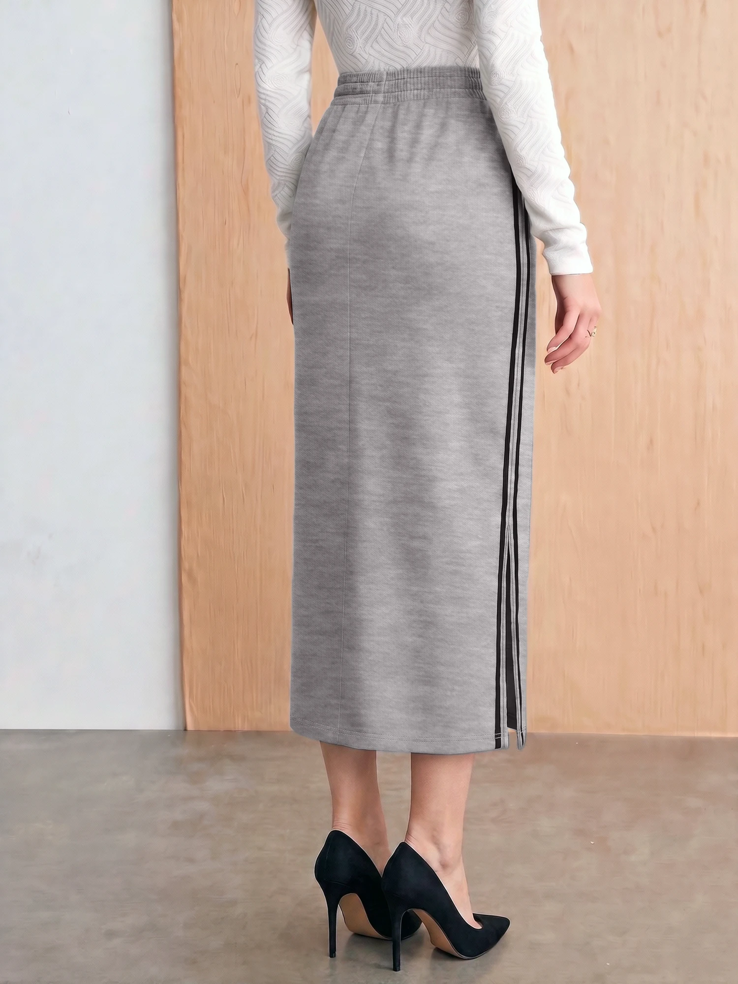ヴィンテージトラックスタイルのミディスカート、サイドスリット - Vintage Urban Fashion のレビューと価格