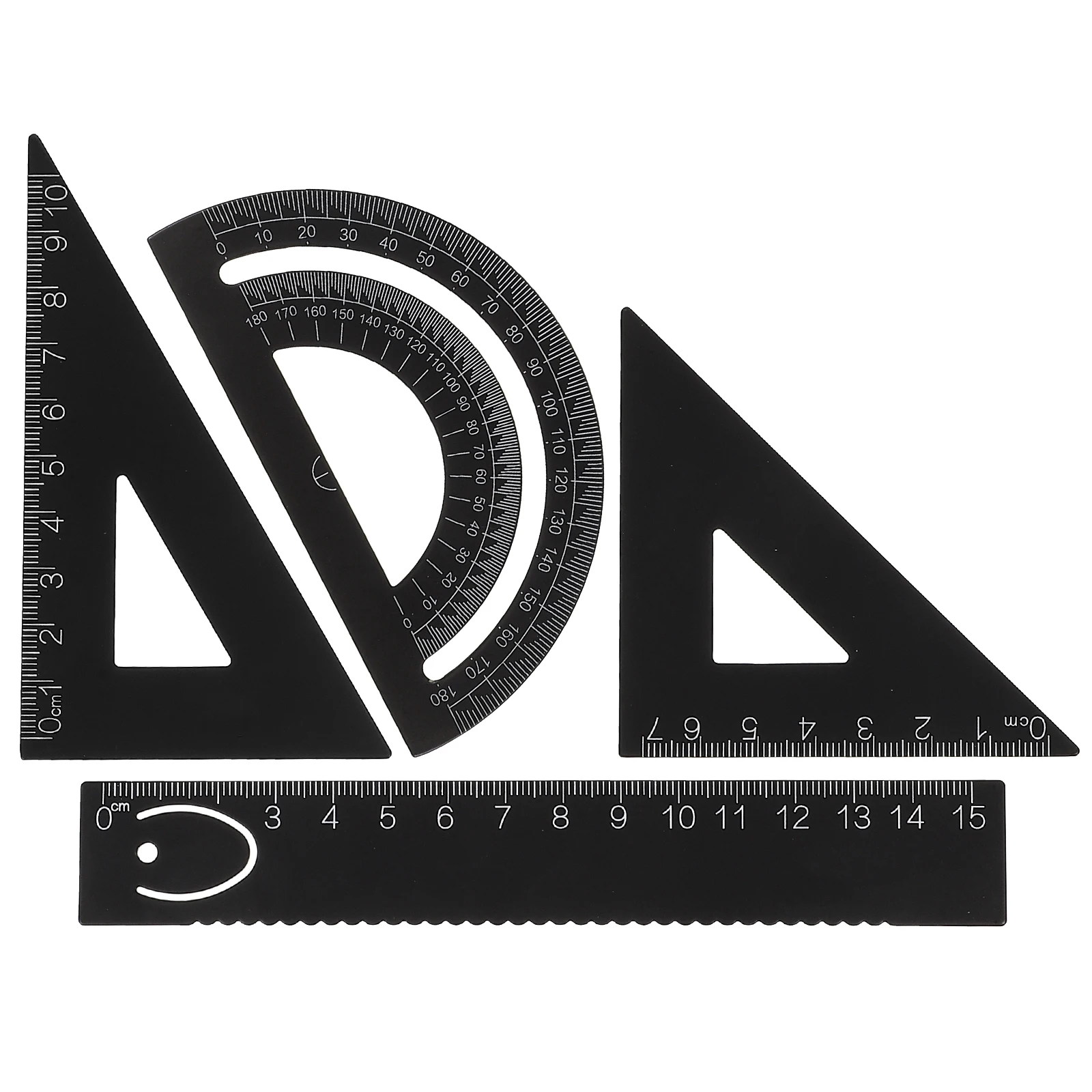 مجموعة واحدة من أدوات قياس المسطرة المعدنية للأطفال، مجموعة صياغة احترافية سوداء خفيفة الوزن ومحمولة لمكتب الطلاب