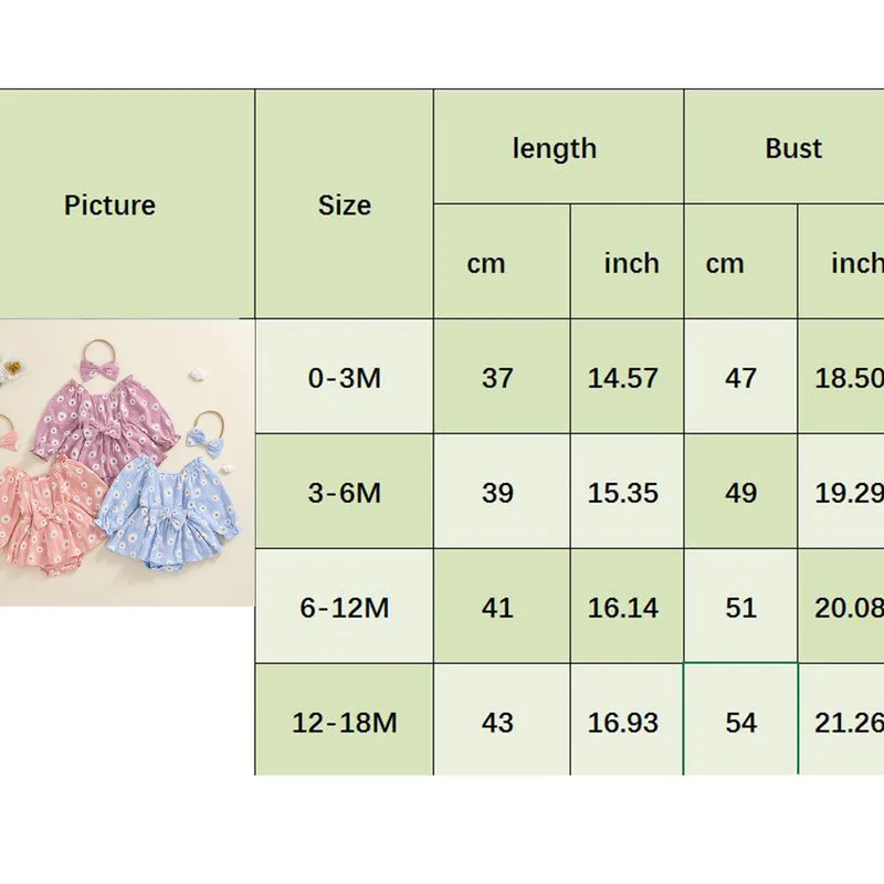 RUEWEY 0 to 18 Months Baby Girls Bodysuit Dress Spring Autumn Clothes Long Sleeve Off Shoulder Floral Jumpsuit with Headband