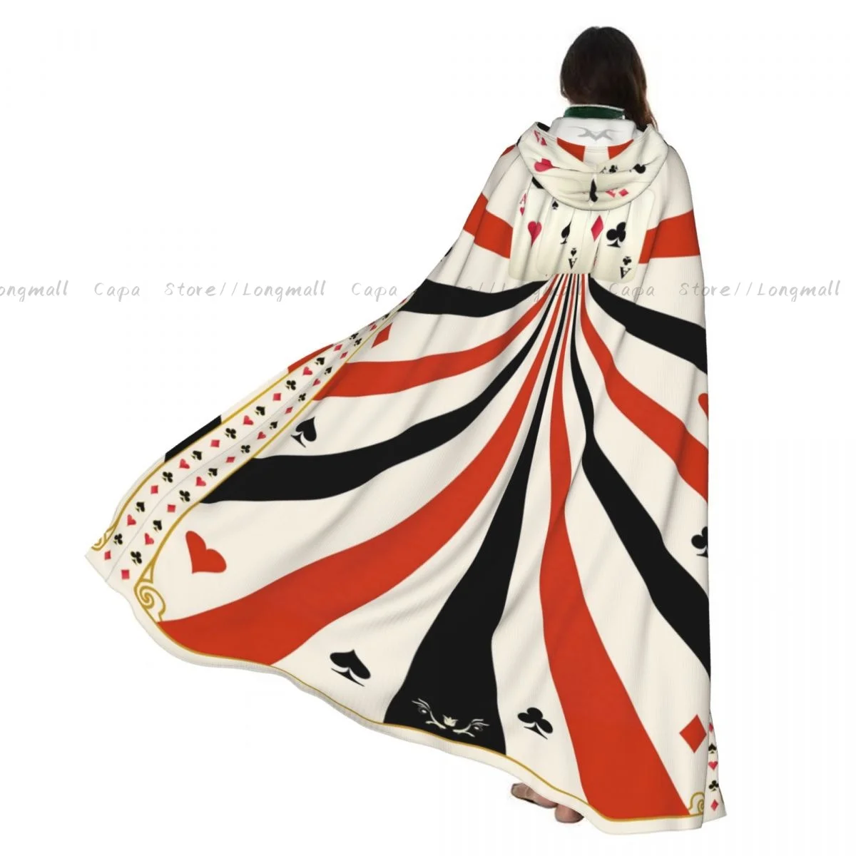 

Witch Cloak Ace Of Diamonds Playing Cards Hearts Spades Clubs Halloween Cosplay Costume Unisex Adult Cloak Retro Ages Cape