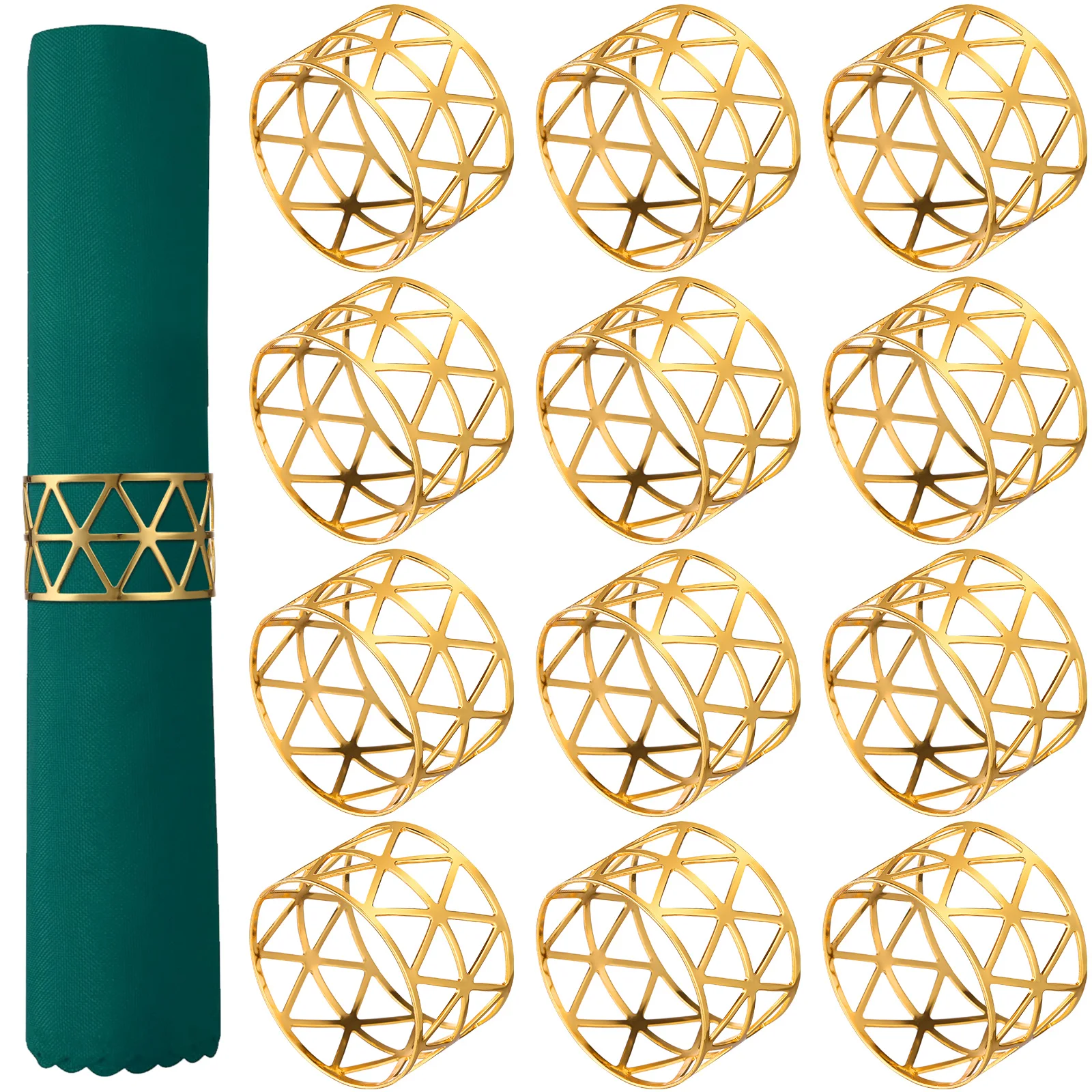 

12 Pcs Napkin Rings Bulk Table Decorations Iron Hollow Design Strong Classic Color Non Fading Kitchen Bar Supplies
