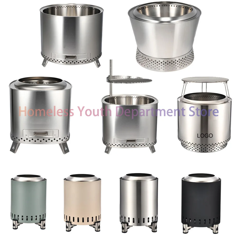 Outdoor Small Tabletop Smokeless Wood Stove Stainless Steel Portable Campfire Stove