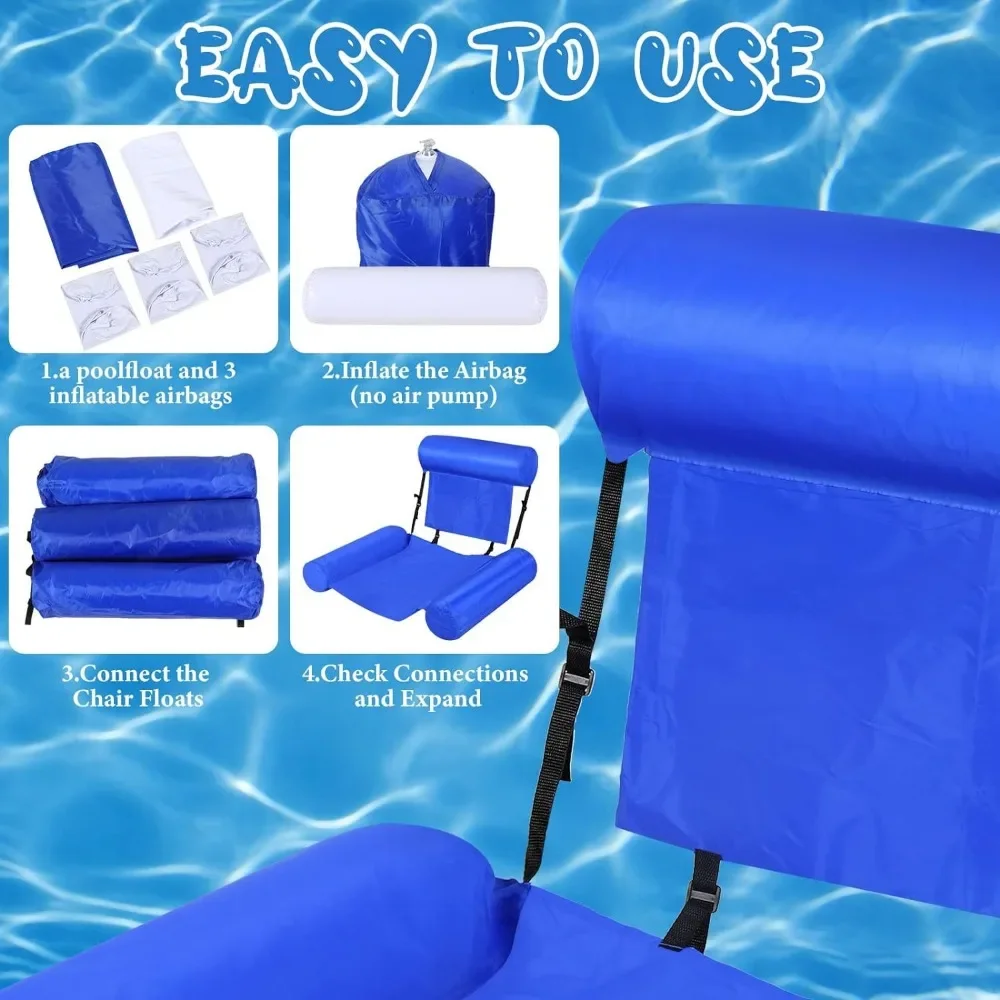 Three-tube Inflatable Lounge Chair Foldable Colorful Pattern Floating Row Water Recreation Lounge Chair Floating Bed Sofa