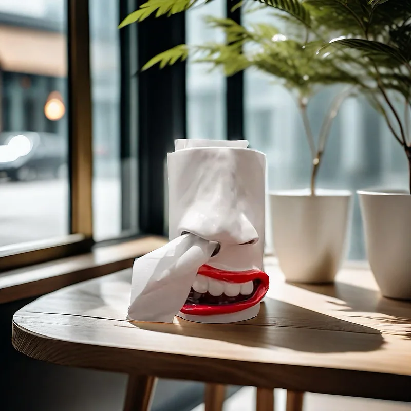 

Creative Abstract Tissue Holder Decoration Unique Funny Nostril Tissue Holder Resin Handicraft Home Living Room Desktop Display