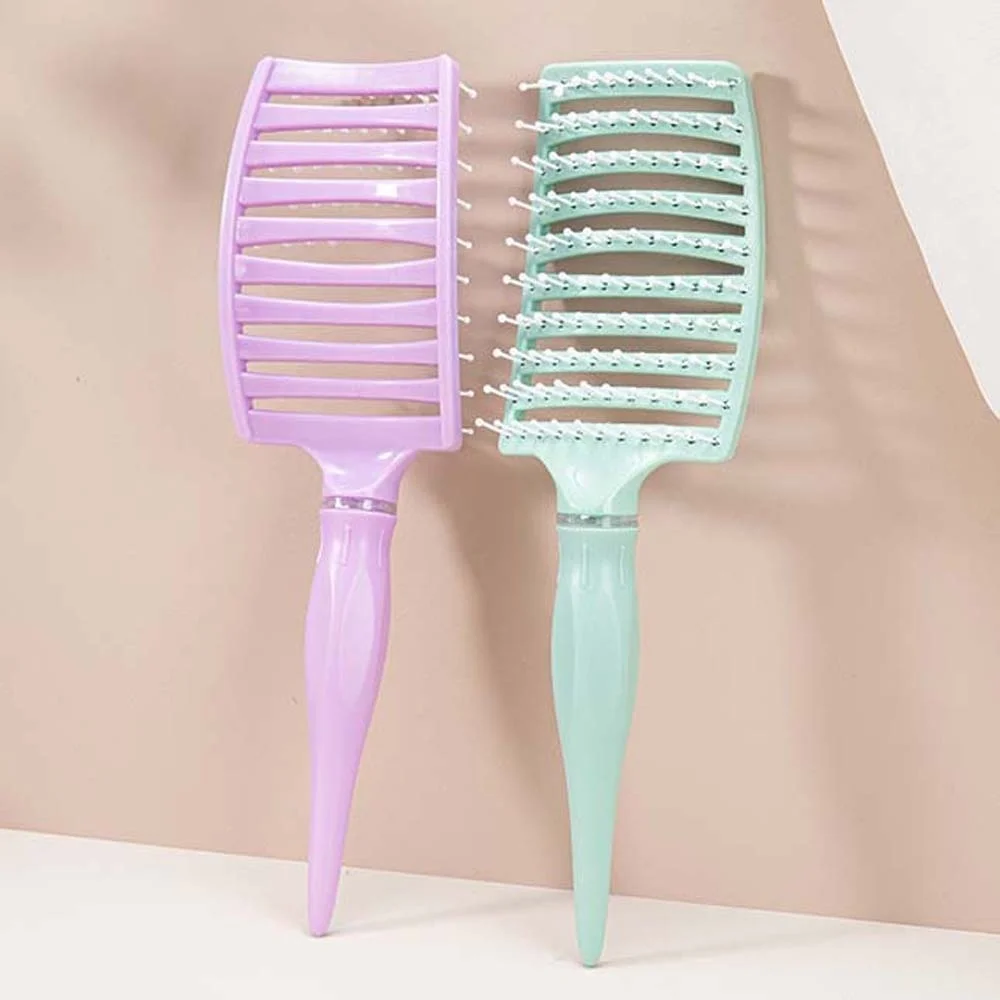 Scalp Massage Wide Teeth Pointed Rib Comb Air Cushion Comb Wet Dry Use Wide Teeth Massage Hair Brush Macaron Color