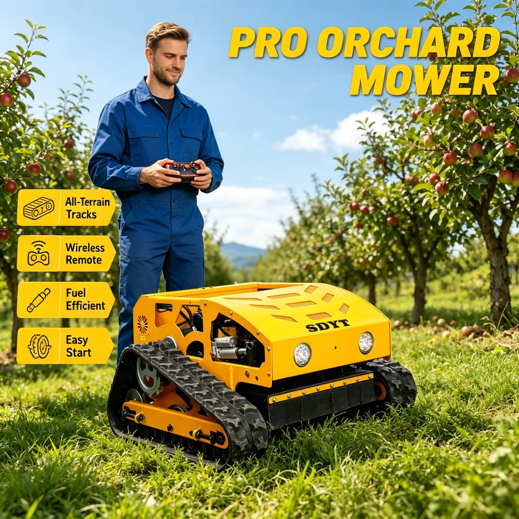 All‑Terrain Remote Lawn Mower Customized Mowing Angle Wear‑proof Labor‑saving for Vineyard Hilly Ground Work CE EPA