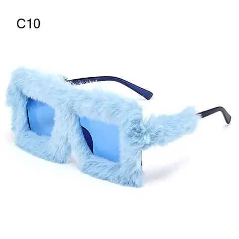 Oversized Plush Sunglasses Soft Fluffy Party Christmas Halloween Cosplay Square Frame Sun Glasses Style Novelty Glasses