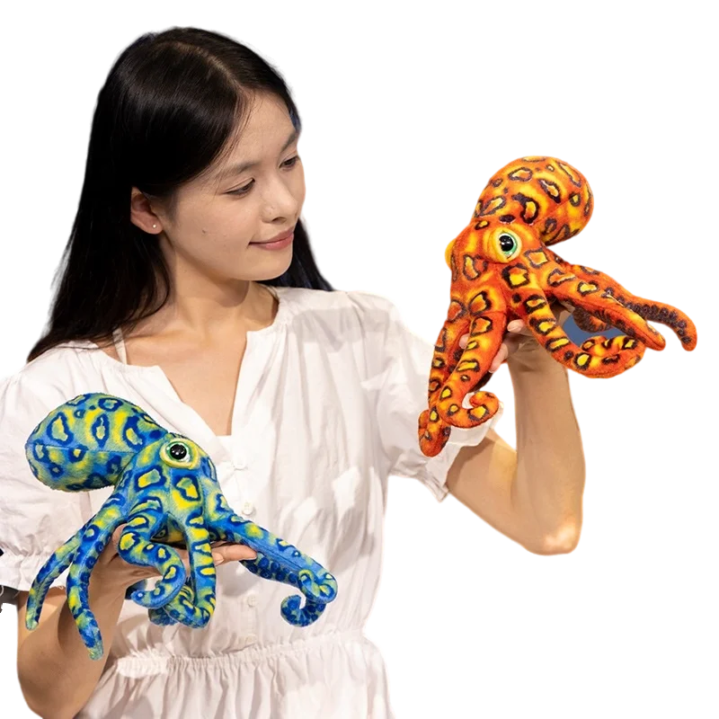 

30cm Leopard Pattern Octopus Doll Plush Toy Stuffed Red/Blue Aquatic Animal Plushie Decoration Present