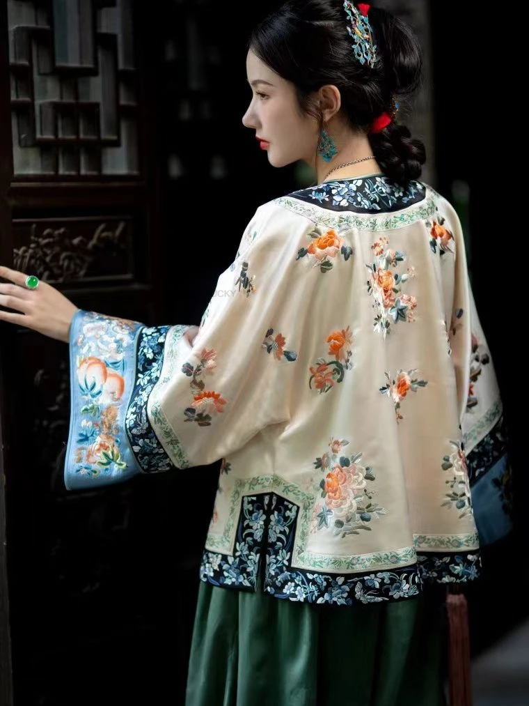 Chinese Traditional  Women Qipao Top Big Sleeved Hanfu Vintage Classical Hanfu Jacquard Blouse Camisa China Tradicional Mujer - Image 4