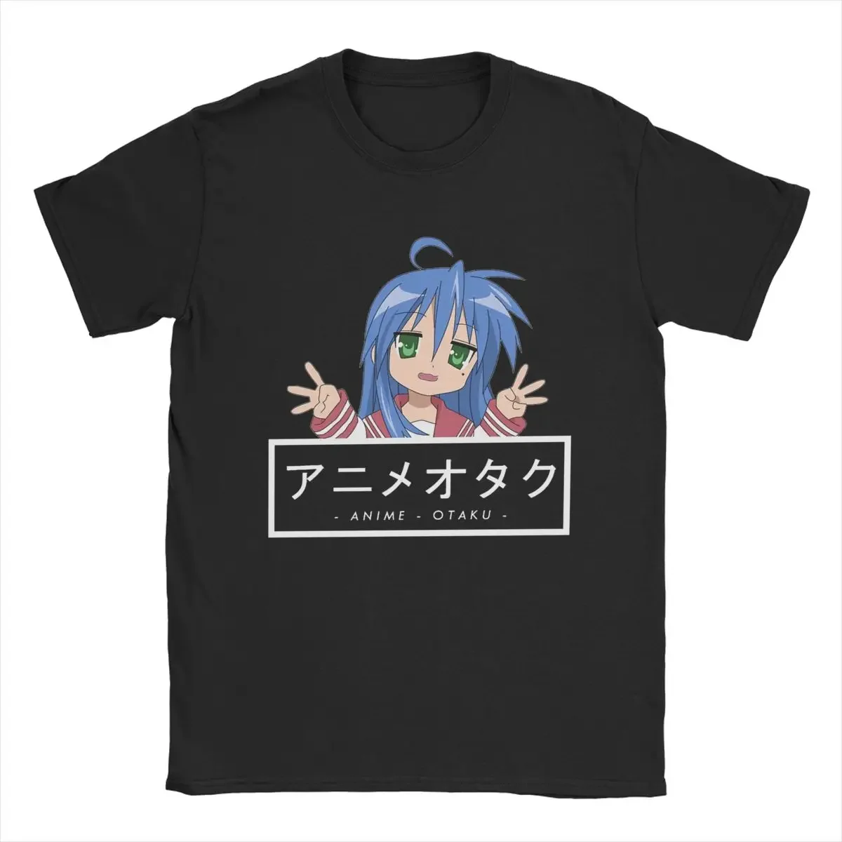 Men's T-Shirts Otaku Konata Izumi Lucky Star Humorous Cotton Tees Short Sleeve Anime T Shirts Round Neck Tops Printed