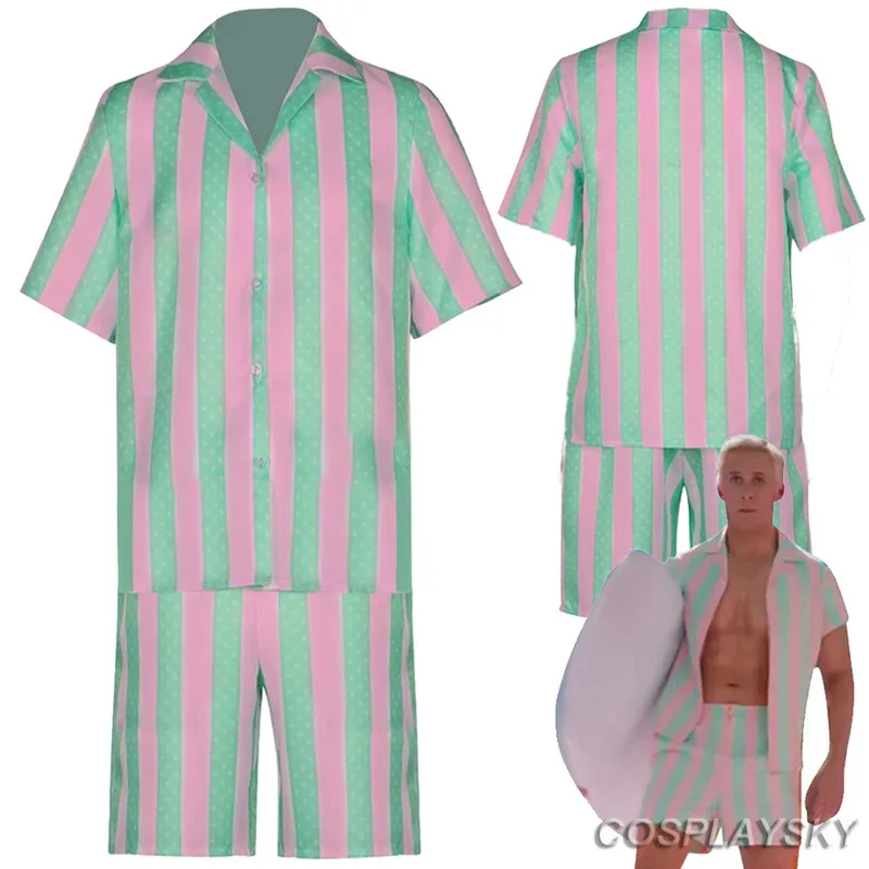 

Ken Cosplay Fantasy 2023 Movie Barbei Disguise Costume Summer Shirt Beach Clothing Adult Men Cosplay Outfit Male Halloween Cloth