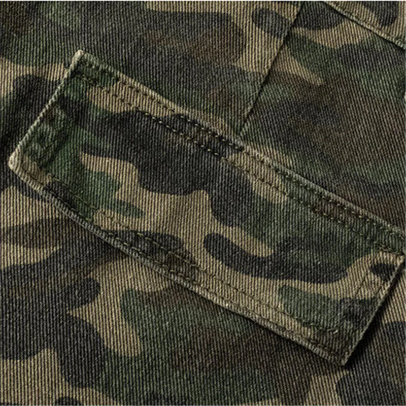 여름 위장 반바지 남자 구멍 하이 스트리트 힙합 데님 반바지 남성 무릎 길이 캐주얼 바지 패션 빈티지 streetwear